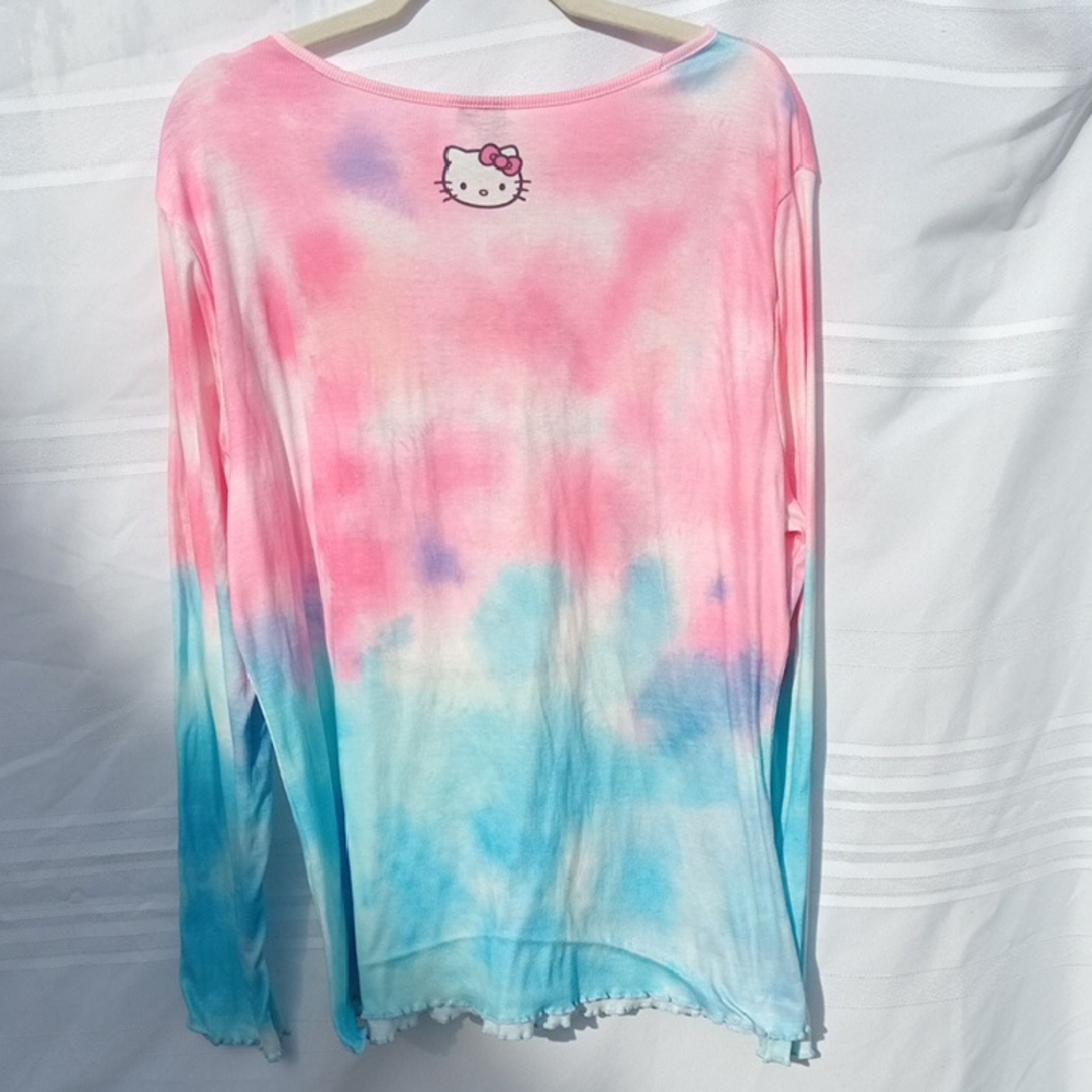 Shein Hello Kitty Pink and Blue Tie-Dye Long Sleeve Tee Girlhoodcore Sanrio - Picture 5 of 5